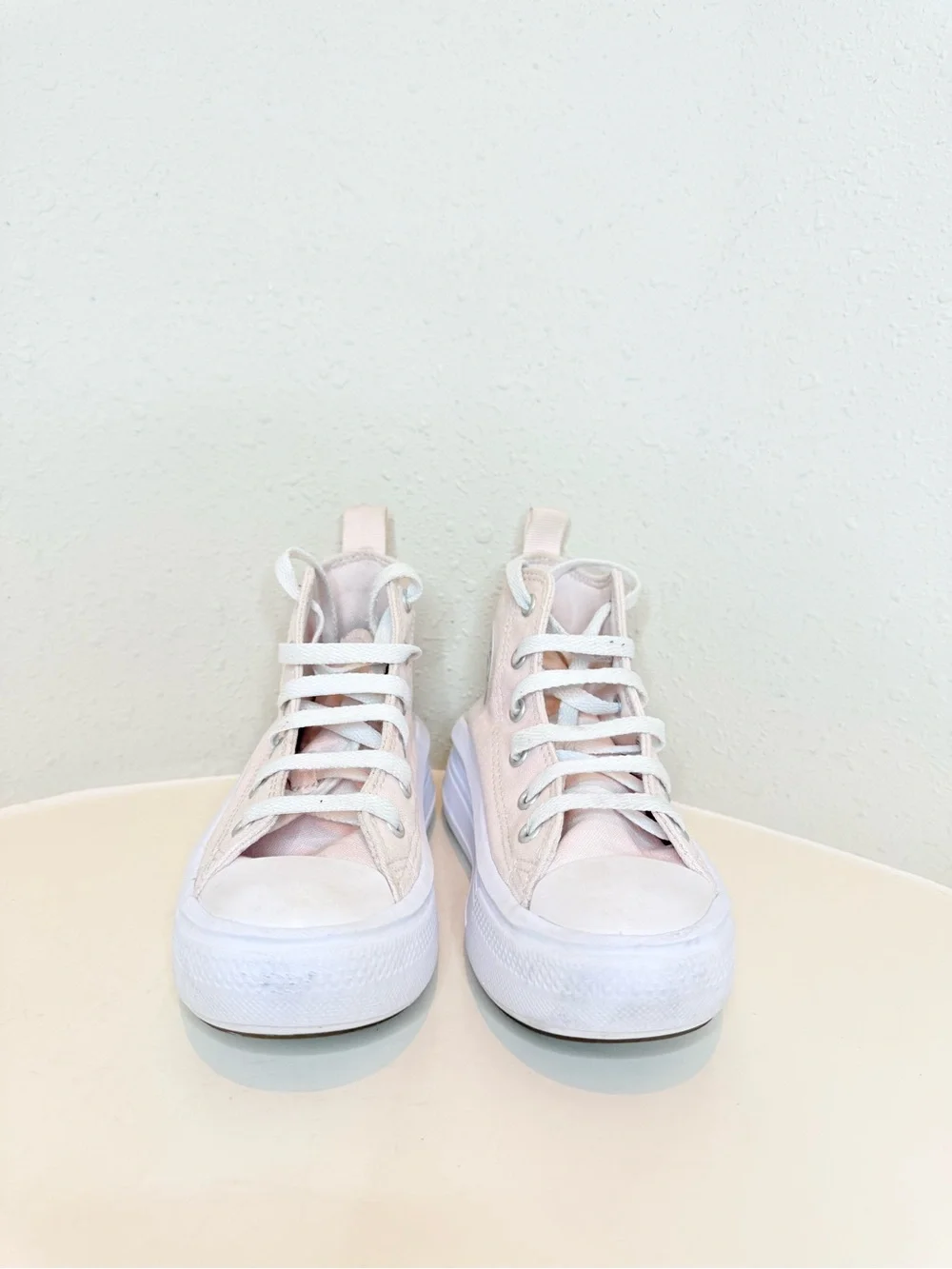 Converse Kids Unisex High Top Light Pink Platform Sneakers Size 13